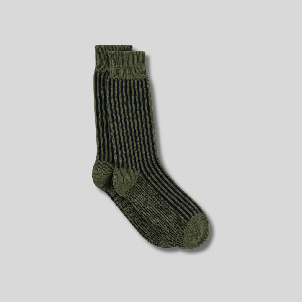 Kensington Cotton Socks – Green & Navy