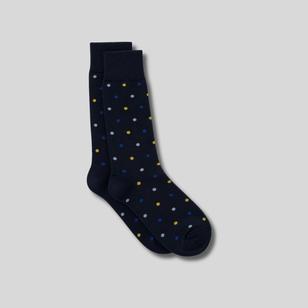 Notting Hill Dot Cotton Socks – Navy & Yellow