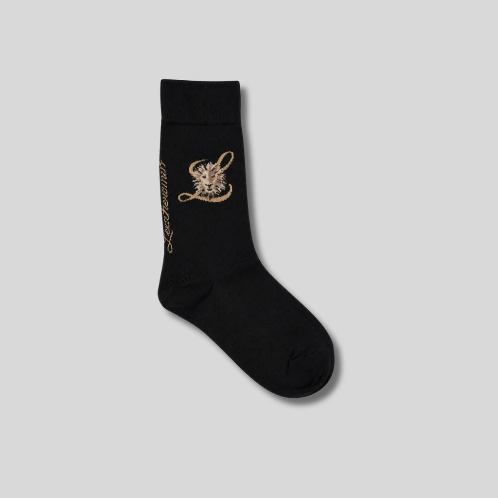 Lion Logo Cotton Socks – Black