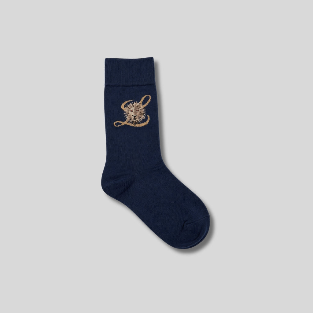 Lion Logo Cotton Socks – Navy