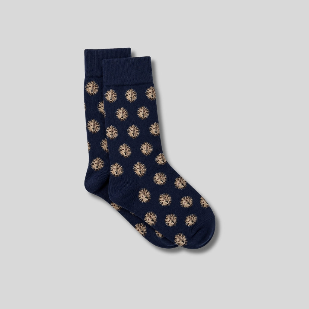 Multi Lion Cotton Socks – Navy