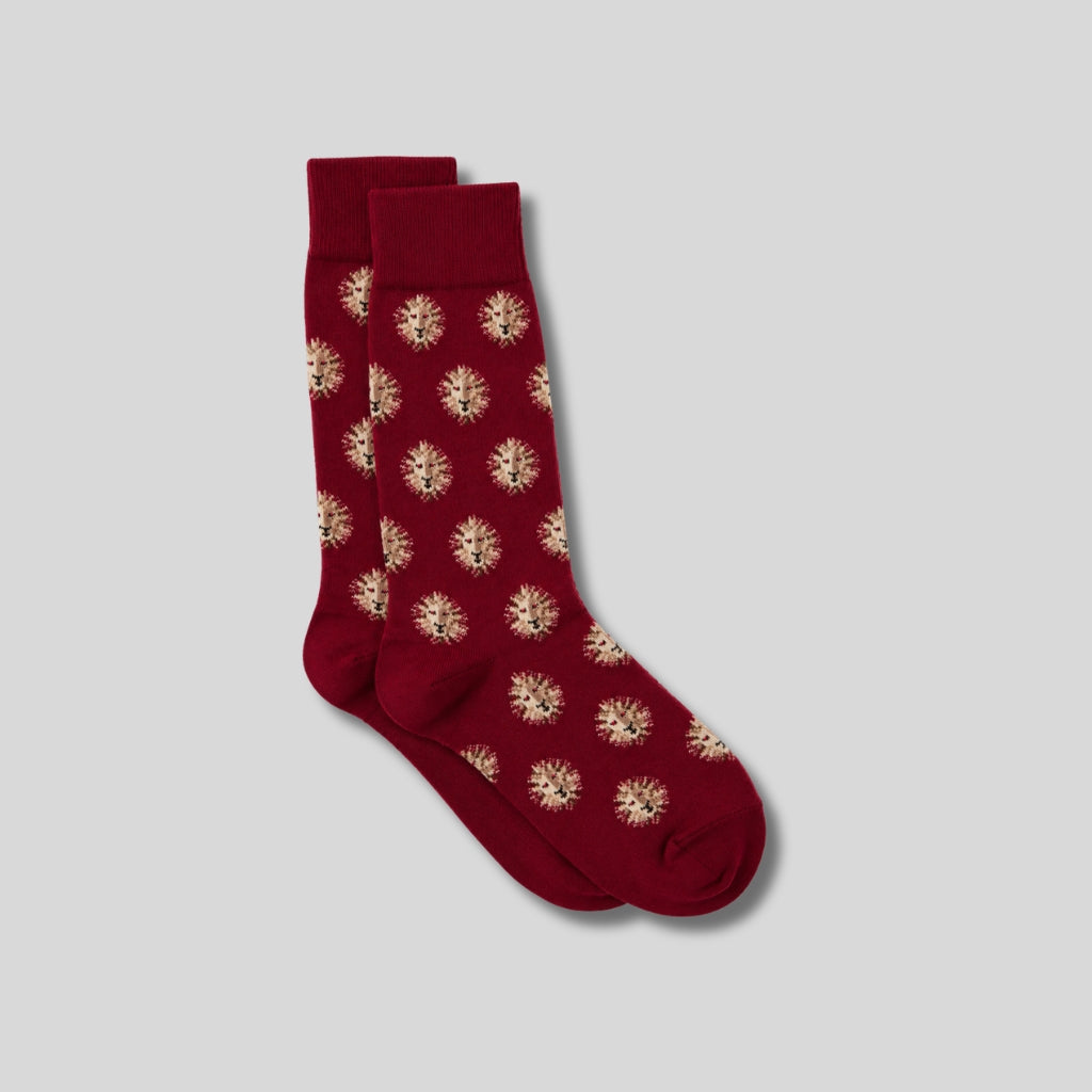 Multi Lion Cotton Socks – Red