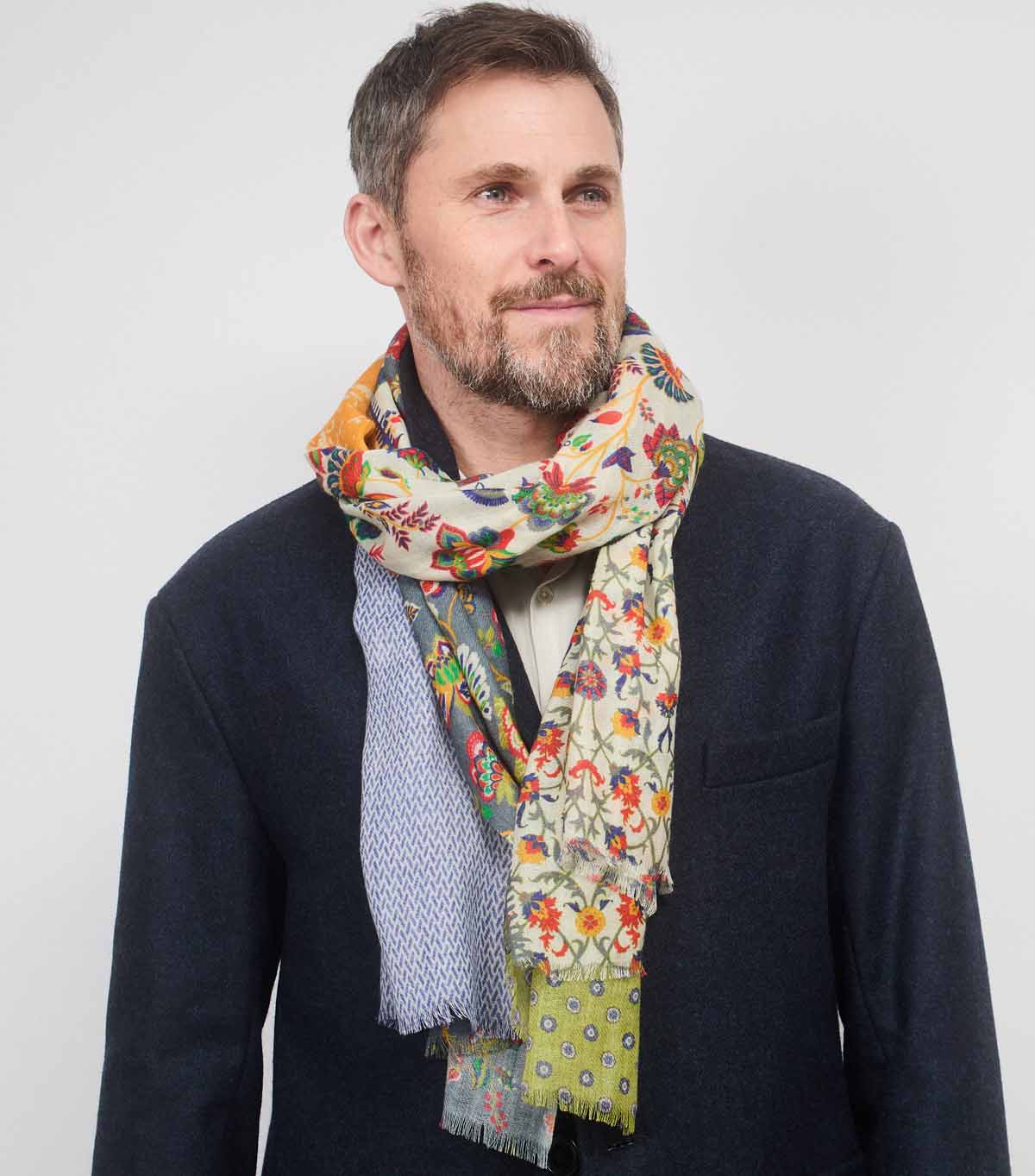 SCARF16647 | Green/Yellow Patchwork Printed Scarf