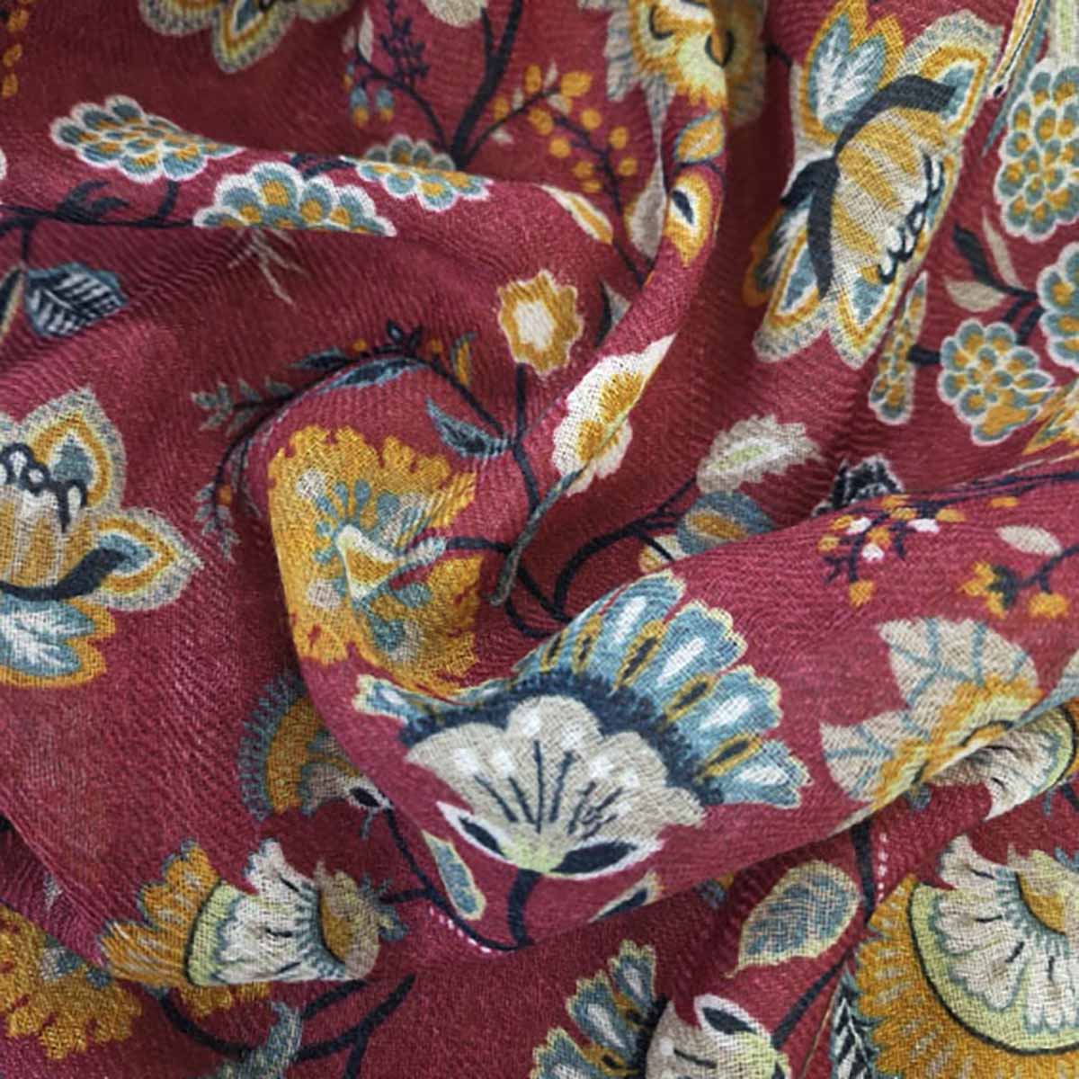 SCARF16647 | Plum/Mustard Patchwork Printed Scarf
