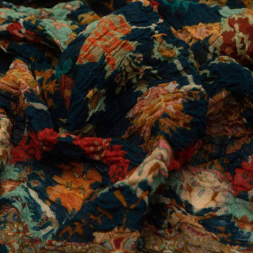SCARF16645 | Persian Blue Kilim Print Crinkle Scarf