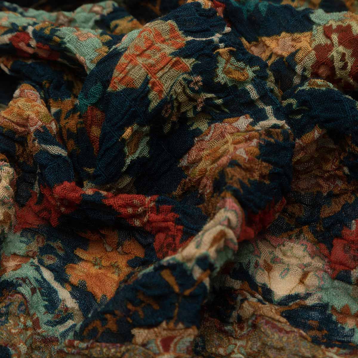 SCARF16645 | Persian Blue Kilim Print Crinkle Scarf