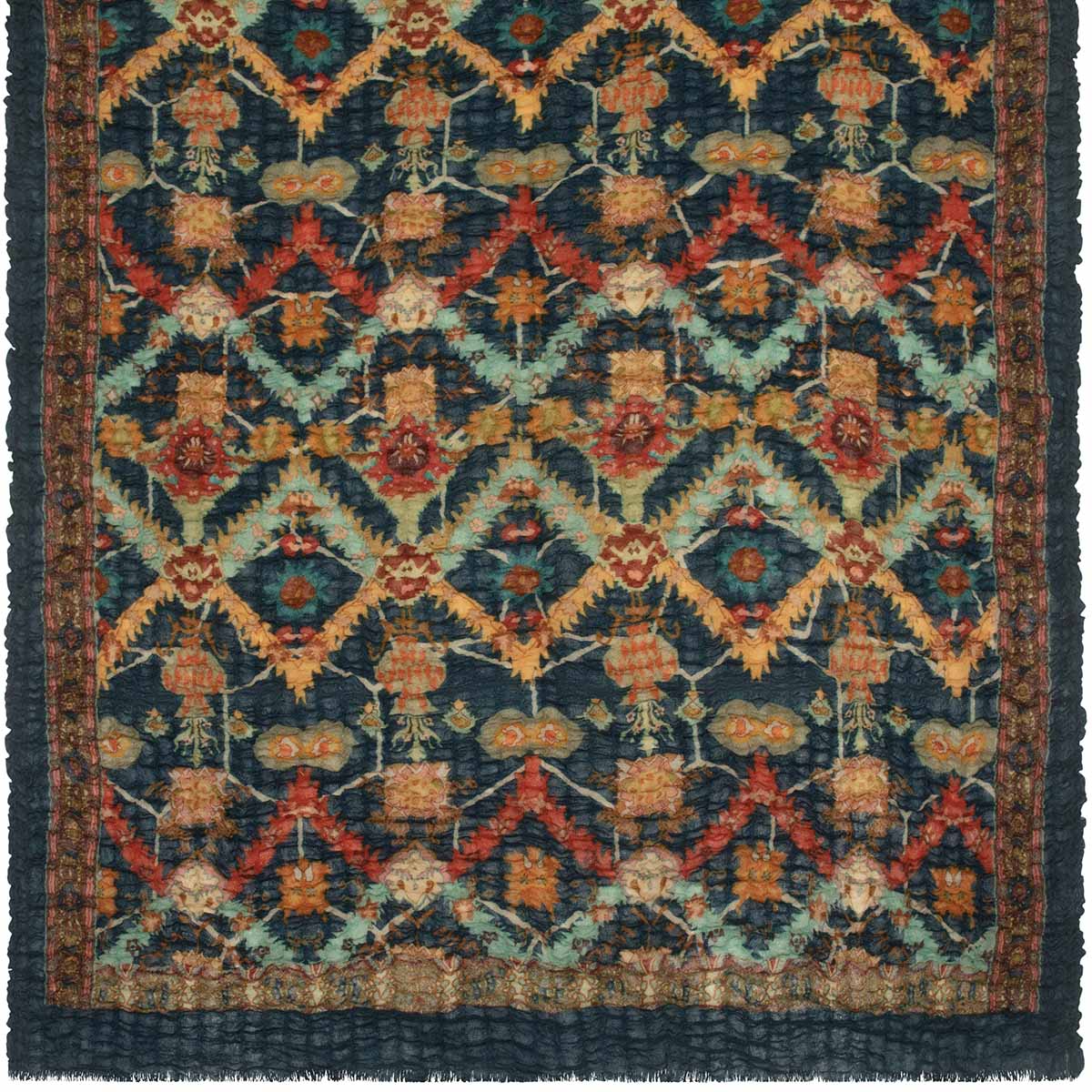 SCARF16645 | Persian Blue Kilim Print Crinkle Scarf