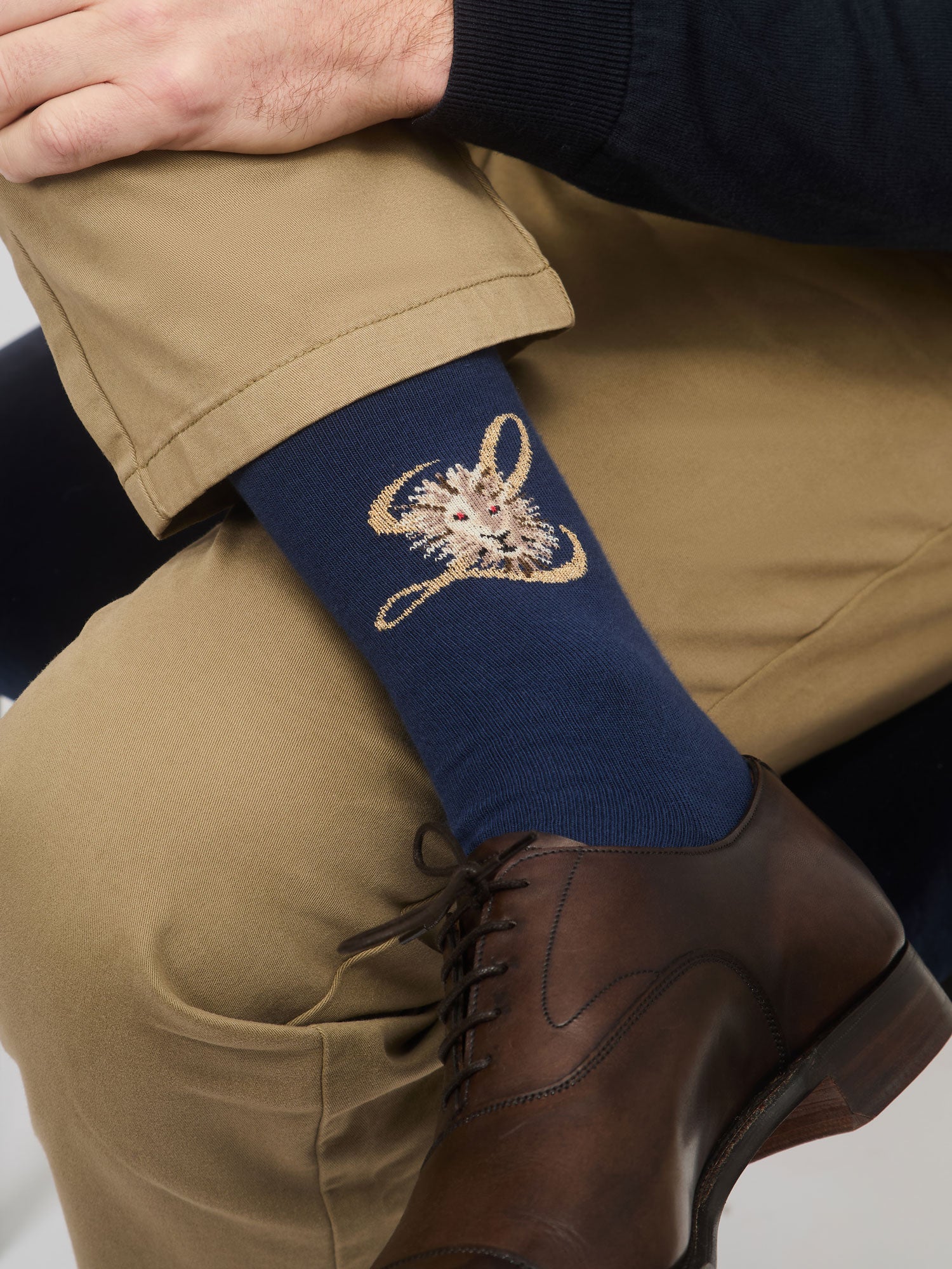 Lion Logo Cotton Socks – Navy