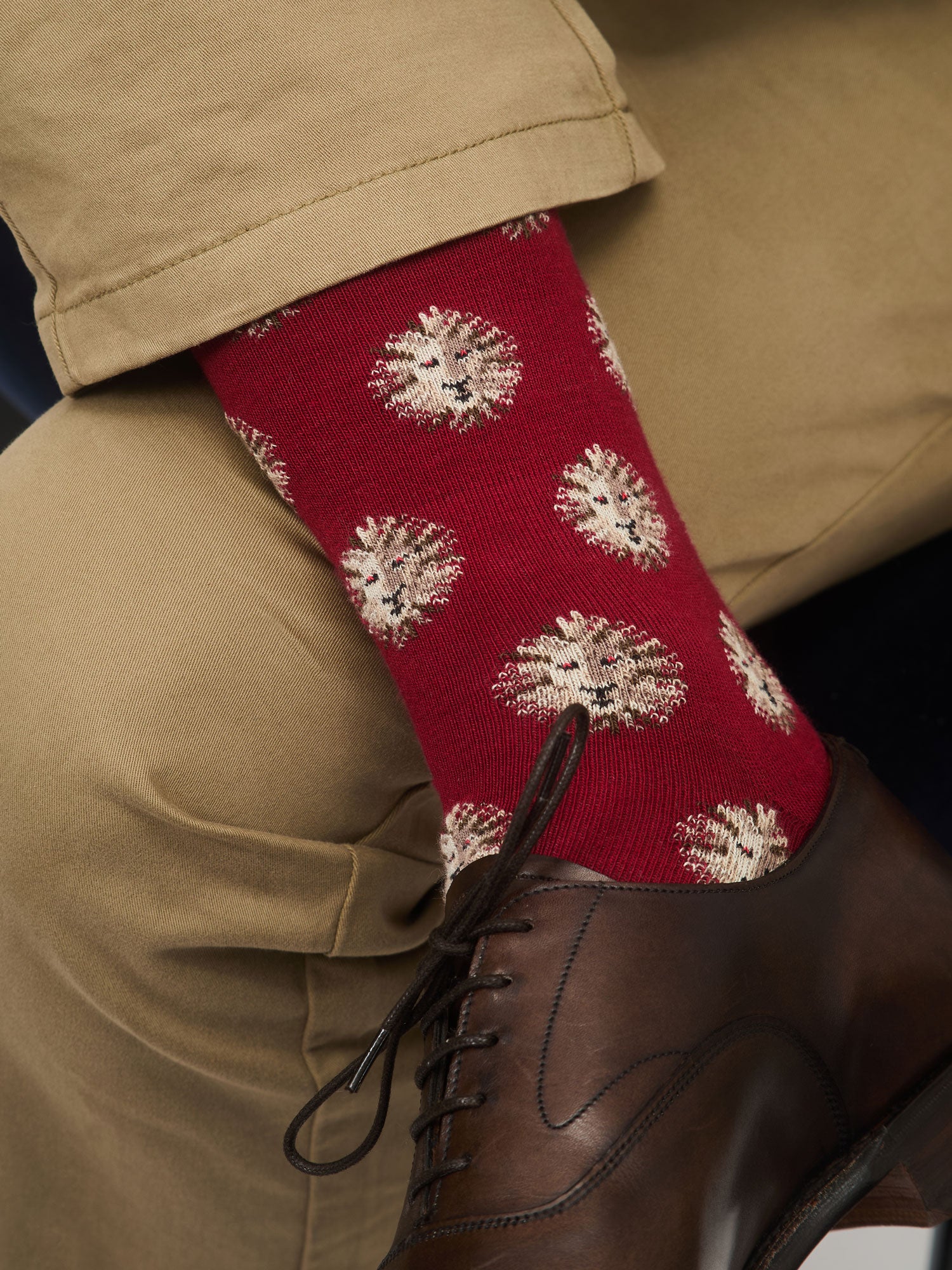 Multi Lion Cotton Socks – Red